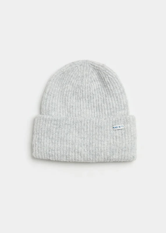 Adult Mad Hatter Ribbed Knit Beanie - Heather Grey