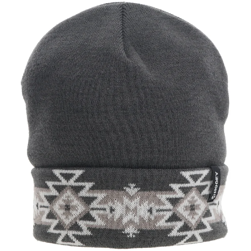 "Hooey Beanie" Grey w/White Aztec detailing