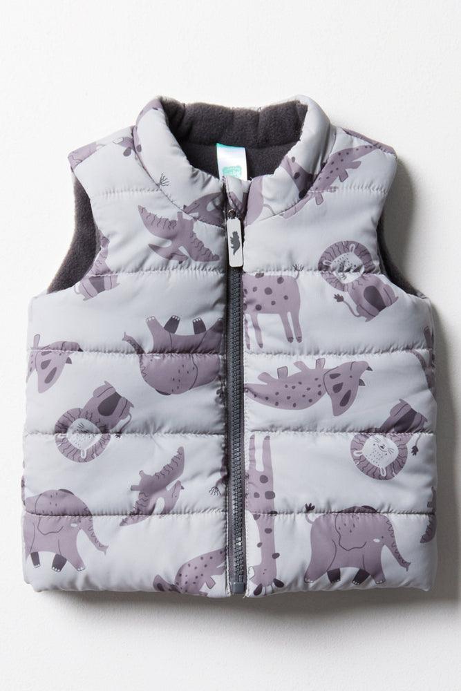 Animal Sleeveless Jacket Grey