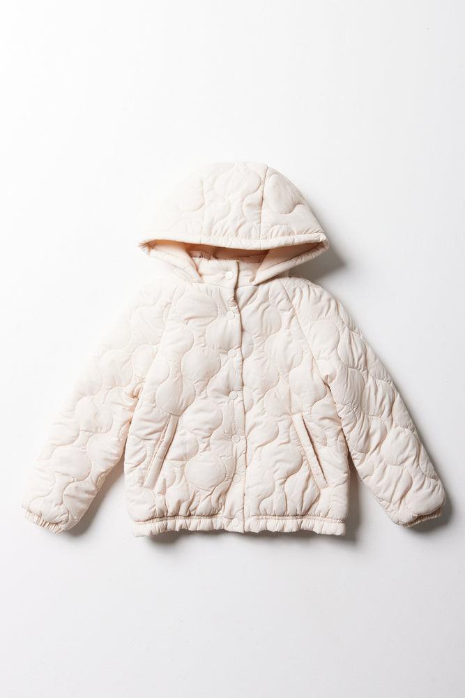 Quilted Hooded Jacket Natural