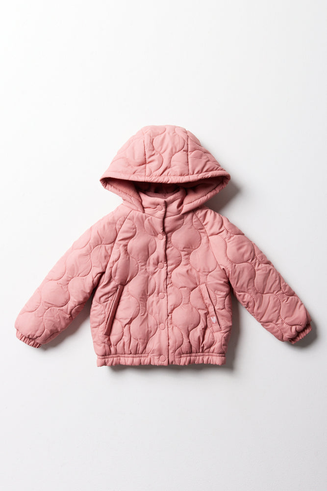 Quilted Hooded Jacket Pink