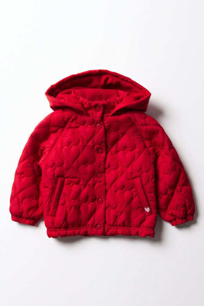 Quilted Hooded Jacket Red