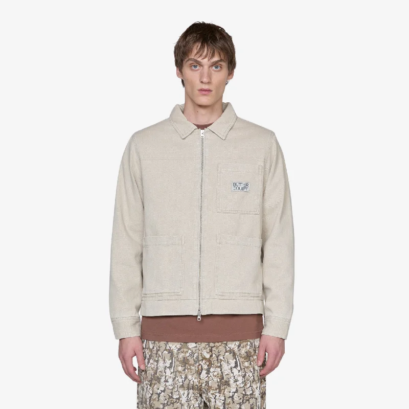 Washed Zip Up Jacket Sand