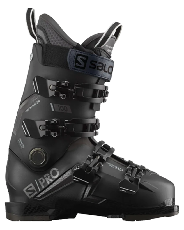 Salomon S/PRO 100 GW Ski Boots - Black / Belluga / Dark Silver Metallic - 2023