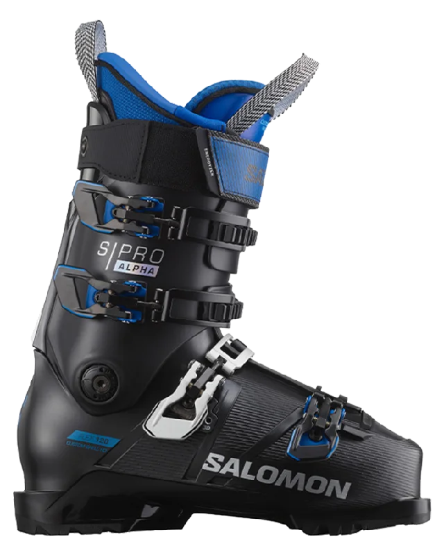 Salomon S/Pro Alpha 120 EL Ski Boots - Black / Race Blue - 2023