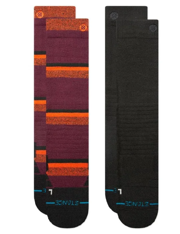 Stance Night Ride  Mid Poly Snowboard Socks 2 Pack| Black