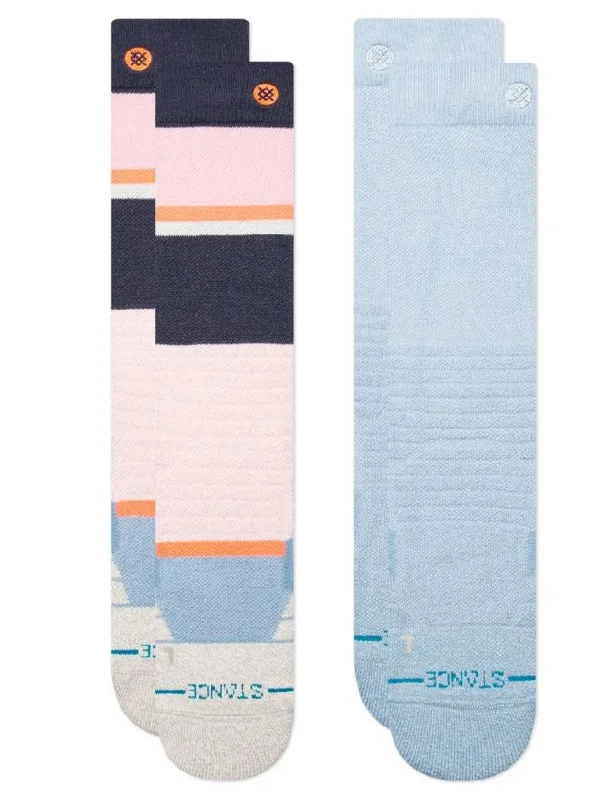 Stance Powered Mid Poly Snowboard Socks 2 Pack| Pink Fade